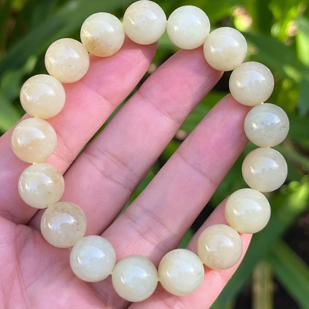 12mm stretchable yellow jade bracelet‎ 0327